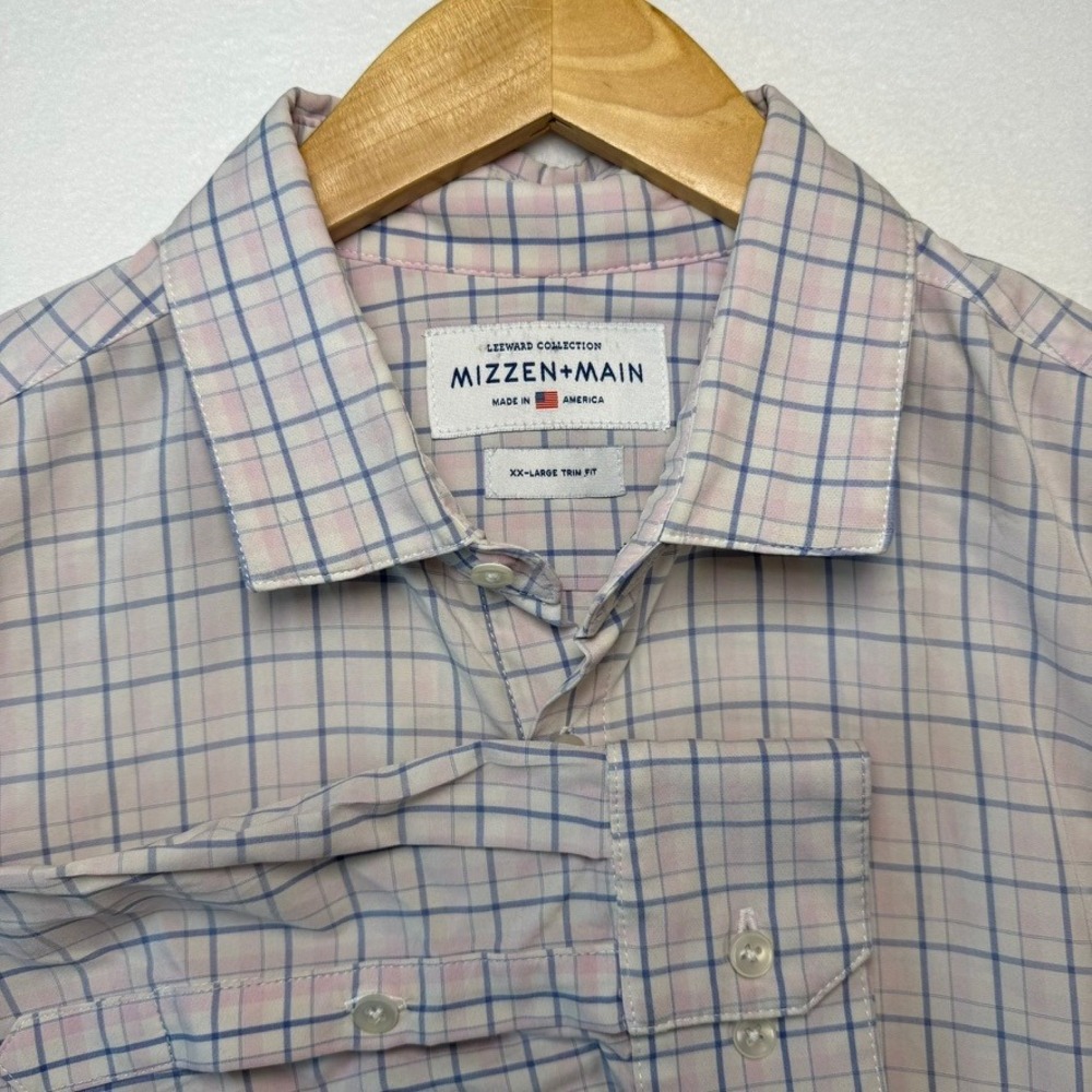 Mizzen+Main Leeward Collection Shirt XXL Trim Fit USA Pink Blue Performance